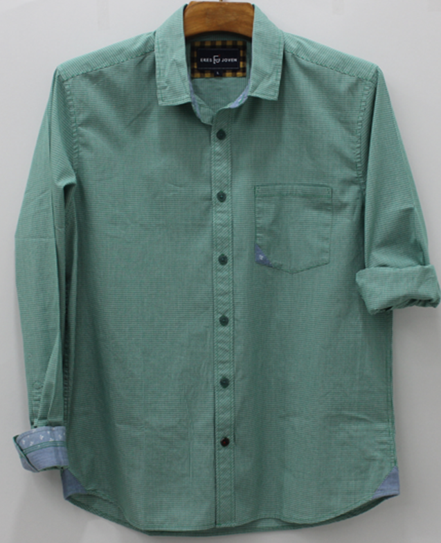 Eres Joven 100% Cotton Men's Full Sleeve Gingham Shirt, Green