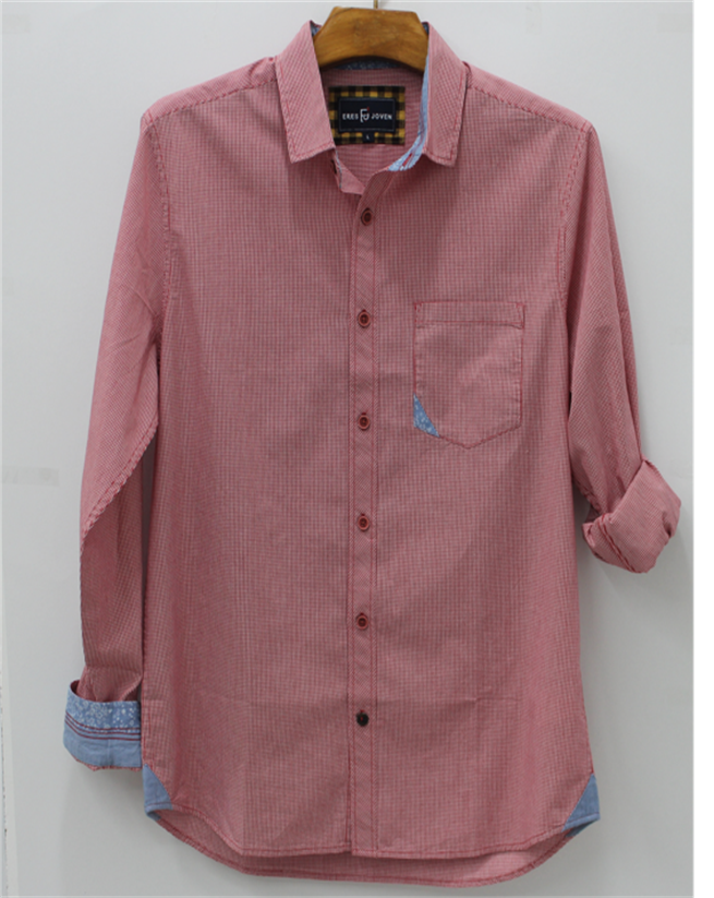Eres Joven 100% Cotton Men's Full Sleeve Gingham Shirt, Red